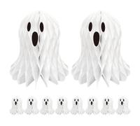 Lurrose 10 Piezas de Fantasmas de Halloween en Forma de Panal: Decoraciones de Papel de Fantasmas de Halloween de 25 Cm, Adornos Espeluznantes para El Árbol, Centros de Mesa para El Hogar, La Oficina,
