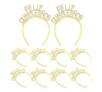 Lurrose 10 unidades de diademas de cumpleaños Feliz Cumpleaños: diadema de española con purpurina y oropel - tocado de carnaval para fiestas, ideal para mujeres y niñas, color dorado.