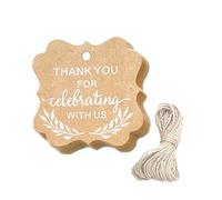 Lurrose 100 Piezas Etiqueta Colgante de Papel Kraft con Cordón para Obsequio Repostería Alimentos Fiestas de Bodas Etiquetas de Obsequio para Paquetes de Alimentos