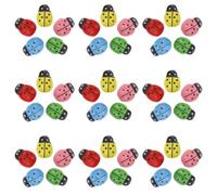 Lurrose 100 Piezas Pegatinas Autoadhesivas Forma de Mariquitas de Madera Decorativas Resistentes al Agua para Manualidades DIY Micro Paisajismo Jardín Miniatura