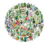 Lurrose 100 Piezas Pegatinas de Plantas Autoadhesivas para Scrapbook Stickers de Cactus y Suculentas Decoración para Ordenadores y Maletas