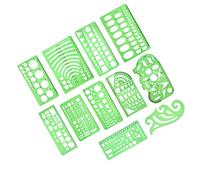 Lurrose 11 piezas Plantillas de Medición de Plástico Juego para Dibujo y Diseño Plantillas Geométricas para Estudiantes y Profesionales de Medición Transparentes y Prácticas