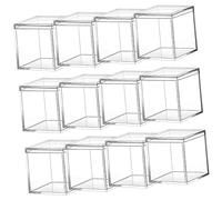 Lurrose 12 Cajas Cuadradas Transparentes de Acrílico con Tapa para Dulces y Joyas Almacenaje