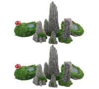 Lurrose 12 Piezas de Miniaturas para Jardín de Hadas Rocas Artificiales y Musgo Decoración para Diorama Saltos de Agua y Paisaje en Miniatura para Uso en Escritorio Jardín y Oficina