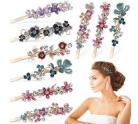 Lurrose 12 Pinzas Cabello Flores Vintage de Aleación, Diseño Hermoso y Cómodo para Bodas y Salidas Casuales, Accesorio Adecuado para Mujer