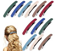Lurrose 12 Pinzas de Pelo Francesas para Mujer, Pasadores para Cabello Grueso, Diseño Antideslizante, Material Plástico Resistente y Textura Cómoda, Adecuado para Uso Diario