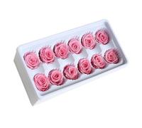 Lurrose 12 Rosas Preservadas 3-4 CM Color Rosa Claro para Decoración de Bodas y San Valentín Flores Inmortales DIY para Ramos y Arreglos Caja de 12 Piezas