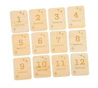 Lurrose 12piezas Tarjetas De Crecimiento Mensual De Madera Tarjetas De Rodajas para Recién Nacidos Accesorios Fotográficos