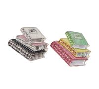 Lurrose 2 broches esmaltados con forma de libro para mujer, delicados broches de cristal para bibliotecarias y maestras que leen libros, ideales para amantes de la lectura, perfectos para la vuelta al