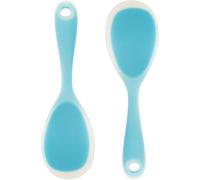 Lurrose 2 Cucharas de Arroz de Silicona Resistentes al Desgaste Diseño Ergonómico Fáciles de Limpiar Color Azul Transparente Set Compacto para Uso Diario Cocina Doméstica