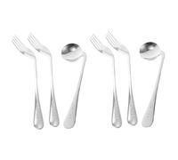 Lurrose 2 Juegos Codo Tenedor Cuchara Cuchara Auxiliar Tenedor De Alimentación En Ángulo Tenedor Curvo Plata Acero Inoxidable Ancianos Suministros De Enfermería Cuchara Pequeña Comer