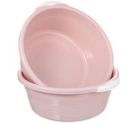 Lurrose 2 palanganas de plástico grueso con asa, cubo portátil para lavarse las manos en la cama o el baño, de 30 cm para lavar platos en casa y de viaje, tamaño mediano, color rosa.