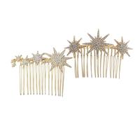 Lurrose 2 Peinetas Laterales Doradas Pelo Gemas de Imitación, Ligeras y Clásicas, Accesorios para Mujer Ideales para Boda y Compromiso