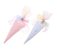 Lurrose 2 Piezas Bolsas para Regalos Forma de Cono Reutilizables y Resistentes con Lazo de Tul Colorido para Halloween Cumpleaños y Fiestas Escolares Paquete de Unidades