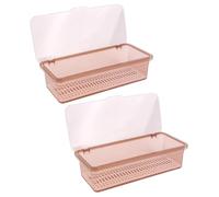 Lurrose 2 piezas Caja Organizadora para Utensilios de Cocina Soporte para Palillos y Cubiertos Recipiente Rectangular Apilable con Orificios de Drenaje Material PP Resistente Ahorro de