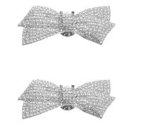 Lurrose 2 Piezas Clips Metálicos para Zapatos Lazo Plateado Extraíble, Adornos Pedrería para Tacones y Zapatillas, Accesorios Decorativos para Zapatos de Fiesta y Boda, Pack