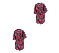 Lurrose 2 Piezas De Ropa Diseñada Traje De Albornoz Bata Roja Bata De Corte De Pelo Corto Masaje Teñido Suministros De Barbería Batas De Barbería Estilo Color Nailon Antiadherente Vestido