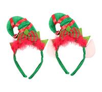Lurrose 2 piezas diadema de navidad sombrero de duende aro de pelo diadema de duende linda diadema duendes sombreros de fiesta con cascabeles pluma para carnaval de fiesta de santa