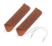 Lurrose 2 Piezas Estuche de Cuero Auténtico Vintage para Bolígrafos, Funda para 2 Plumas Estilográficas, Tamaño 16,5 Cm, Color Marrón Aceite, Protector Portátil para Viaje y Oficina