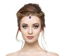 Lurrose 2 Piezas Frente Diadema De Boda Tocado De Cadena Para La Frente Cadena De Frente De Halloween Cadena De Cabeza De Cristal Tiara De Metal Cadena De La Frente Pedrería Perder