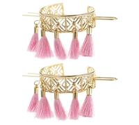 Lurrose 2 Piezas Horquillas Cabello Retro Borlas en Aleación de Zinc, Accesorio Clásico para Moños en Ocasiones Obsequios y Banquetes, Diseño Único para Niñas