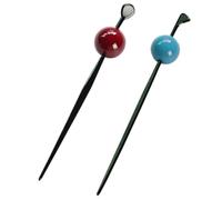 Lurrose 2 Piezas Horquillas para Cabello Bola Grande, Pasadores para Moños, Accesorios para Cabello Largo, Colores Rojo Intenso y Verde Oscuro, Soporte para Peinados Tradicionales