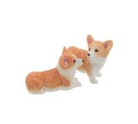 Lurrose 2 Piezas Mini Resin Corgi Figurines Miniature Puppy Dog Statues For Car Dashboard Desktop Shelf Decoration