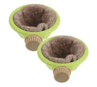 Lurrose 2 Piezas Nido para Canarios Verde de Plástico con Soporte y Diseño de Soporte, Cómodo y Seguro para Crías en Jaulas de Cria para Aves y Otoño