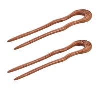 Lurrose 2 Piezas Palillos de Madera Cabello en Forma de U, Horquillas Francesas Vintage para Moños, Accesorios Decorativos para Peinados, Ideales para Todo Tipo de Cabello y Uso Diario