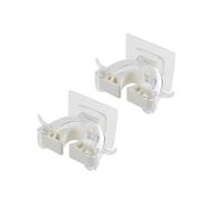 Lurrose 2 Piezas Soporte para Trapeador y Escoba Plástico sin Taladro Gancho Adhesivo Resistente Multifunción para Cocina y Baño de Blanco Transparente
