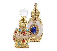 Lurrose 2 Uds Botella De Aceite Esencial De Cristal Vintage Botellas De Perfume De Viaje Perfume Portátil Mini Aleación De Perfume Botella Pequeña Botella De Perfume De Viaje Recargable