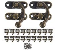 Lurrose 20 Pestillos de Gancho Vintage de Hierro en Color Verde Antiguo, Cierre de Palanca Derecho con Tornillos, para Cajas de Joyería y Cajas de Madera, Juego de 20 Piezas, Accesorios