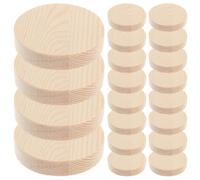 Lurrose 20 rodajas circulares de madera sin acabado para manualidades, discos redondos de 5 cm | Bloque de madera de pino para adornos colgantes, llaveros y decoraciones navideñas para fiestas y