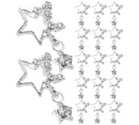 Lurrose 20 Unidades Adornos de Estrellas para Uñas Brillantes Plata, Colgante 3d