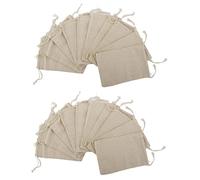 Lurrose 20piezas Bolsitas De Lino Cordón Para De Boda Almacenamiento De Joyas y Dulces Color Natural Bolsas De Arpillera Prácticas y Versátiles