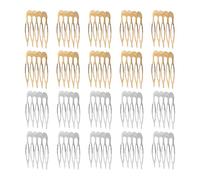 Lurrose 24 peinetas para el cabello de novia para velos - Peinetas decorativas de 5 dientes para mujeres y niñas, velo de novia - Plata y oro