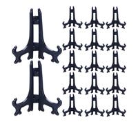 Lurrose 25 soportes decorativos para platos: soporte de plástico para platos, soporte para tartas, caballete de mesa, soporte para fotos, caballete de mesa para exhibir fotos, para el comedor.