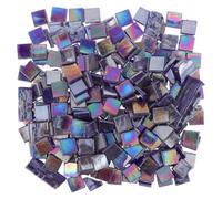 Lurrose 250 piezas de mosaicos de vidrio iridiscente para manualidades, piezas cuadradas de mosaico de vidrio de 1,5 cm/0,6", azulejos de arte de espejo de 500 g/1,1 lb para marcos, posavasos y
