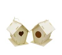 Lurrose 2pieza Adornos de Casa de Pájaros de Madera Nido de Madera para Pájaros de Casa Colgante para Decoración de Jardín Cama para Nido Práctico