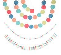 Lurrose 2piezas Guirnalda de Papel Colorida Círculo y Tira Decoración para Aula Fiesta Cumpleaños Infantil