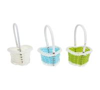 Lurrose 3 Cestas de Almacenamiento Tejidas Asa de Plástico para Organizar Huevos de Pascua y Juguetes en Casa, Diseño Sencillo y Estilo Chic