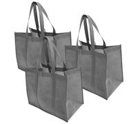 Lurrose 3 Piezas Bolsas de Compras Cuadradas de Tela No Tejida Plegables | Base Plana, Superficie Lisa, Ligeras y Fáciles de Limpiar, para Llevar