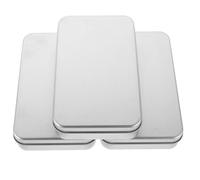 Lurrose 3 Piezas Caja Organizadora Rectangular de Hojalata con Tapa Discreta para Monedas y Billetes, Portátil y Versátil para Uso en Casa y Oficina, Color Plata