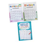 Lurrose 3 Piezas Cuaderno de Práctica de Matemáticas para Multiplicación y División Ejercicios Progresivos para Aprendizaje Casa Aula o Viaje