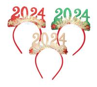 Lurrose 3 Piezas Diadema con Purpurina Colores Festivos para Fiesta de Navidad y Año Accesorio Ligero y Brillante para Despedida de Soltera y Decoración Anual