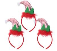 Lurrose 3 Piezas Diadema de Sombrero de Duende Adorables Tocados Navideños Aro Pelo Sombrero Diadema para Fiestas de Navidad
