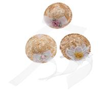 Lurrose 3 Sombreros para Animales Pequeños Mini Tejidos para Pollos Hámsters y Pájaros Flores y Mariposas Tamaño 8 CM Accesorios Divertidos para Fiestas y Disfraces de Mascotas