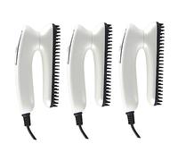 Lurrose 3 Uds Alisador De Barba Para Hombres Mini Alisador De Pelo Alisador De Pelo De Cerámica Herramienta De Estilo De Pelo Peine Alisador De Pelo Eléctrico Cerámica Blanca Peine De