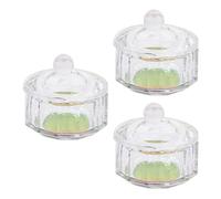 Lurrose 3 Vasos de Cristal para Manicura Tapa, Vaso para Líquido de Uñas 12 Caras Octogonal, Copa para Decoración y Mezcla de Esmaltes, Recipiente para Arte de Uñas DIY