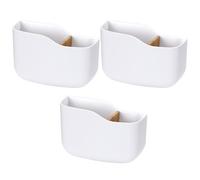 Lurrose 3piezas Caja de Almacenamiento Dividida para Mandos Distancia Organizador Blanco Autoadhesivo de Pared para Controles Remotos Soporte Multifuncional para Teléfono y Escritorio